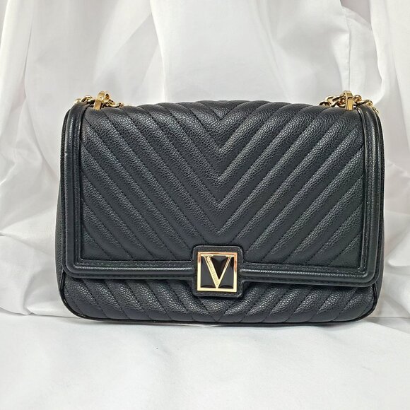 Victorias Secret Black Quilted Shoulder Bag With Gold Chain Strap Faux Leather - Picture 11 of 16